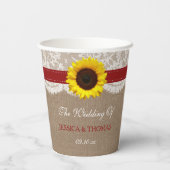 Gobelets En Papier Collection de Mariages de tournesol rustique - Rou (Verso)