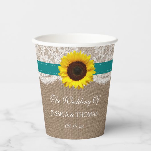 Gobelets En Papier Collection de Mariages de tournesol rustique - Tur (Recto)