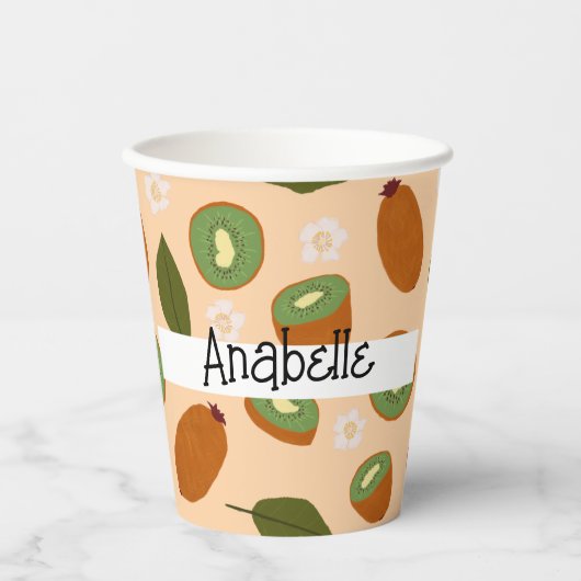 Gobelets En Papier Collection de Motifs de paniers de fruits - Kiwi (Recto)