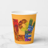 Gobelets En Papier Collection Fleurs d'Amour Fond Orange (Verso)
