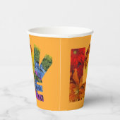 Gobelets En Papier Collection Fleurs d'Amour Fond Orange (Droite)