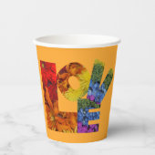 Gobelets En Papier Collection Fleurs d'Amour Fond Orange (Recto)
