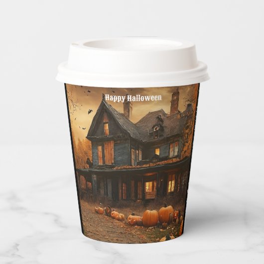 Gobelets En Papier Collection Halloween Citrouille Maison éffrayante (Verso)