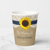 Gobelets En Papier Collection Rustique de Mariages de tournesol Kraft (Recto)