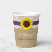 Gobelets En Papier Collection Rustique de Mariages de tournesol Kraft (Verso)