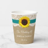 Gobelets En Papier Collection Rustique de Mariages de tournesol Kraft (Verso)