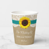 Gobelets En Papier Collection Rustique de Mariages de tournesol Kraft (Recto)