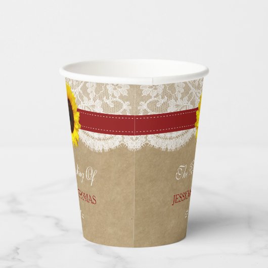 Gobelets En Papier Collection Rustique de Mariages de tournesol Kraft (Droite)