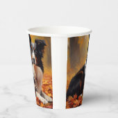 Gobelets En Papier Collie frontalier à l'automne Feuilles automne Ins (Droite)