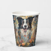 Gobelets En Papier Collie frontalier d'Halloween avec effroi Citrouil (Verso)