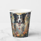 Gobelets En Papier Collie frontalier d'Halloween avec effroi Citrouil (Recto)