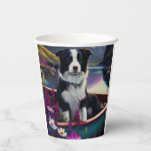 Gobelets En Papier Collie frontalier sur une pagaie : une aventure Pi (Verso)