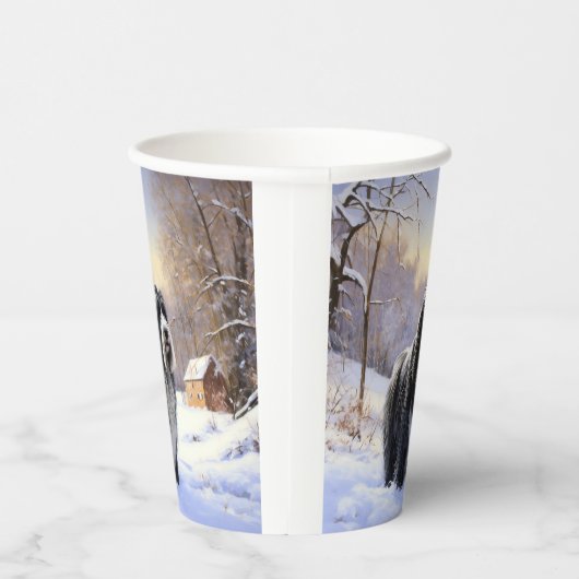 Gobelets En Papier Collie Laisser Il Neige Noël (Droite)