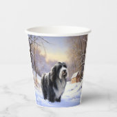 Gobelets En Papier Collie Laisser Il Neige Noël (Recto)