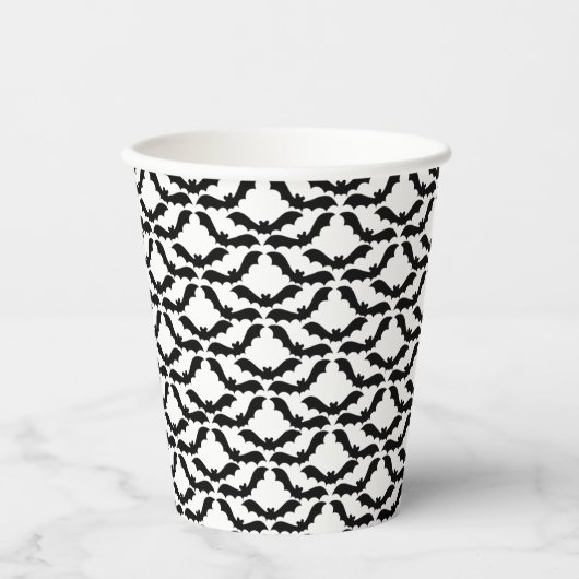 Gobelets En Papier Colonie nuageuse d'Halloween en noir et blanc (Recto)