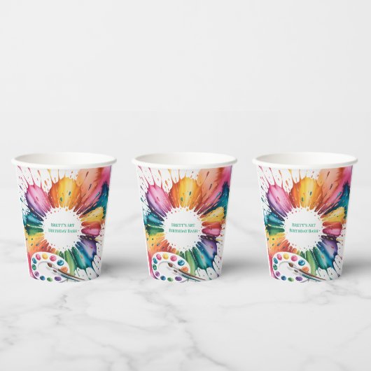 Gobelets En Papier Color Splash Art Birthday Bash (Multi)