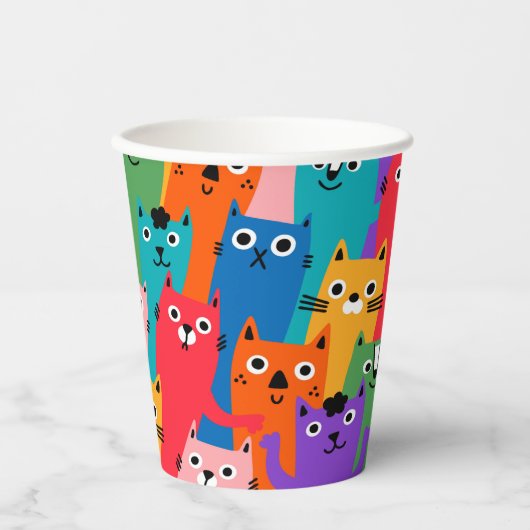 Gobelets En Papier Colorful cats (Recto)