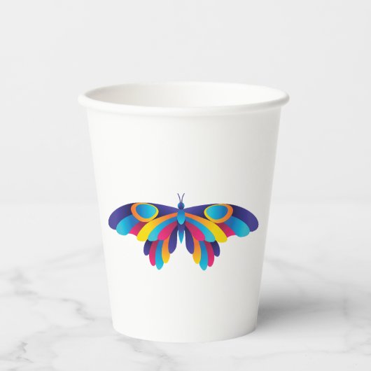 Gobelets En Papier Colorful Modern Butterfly Vibrant Wings (Recto)