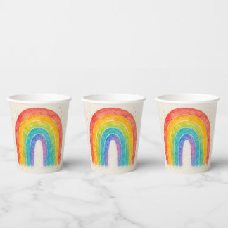 Gobelets En Papier Colorful rainbow paper cups.