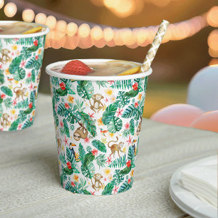 Gobelets En Papier Colorful Tropical Jungle Animaux Motif
