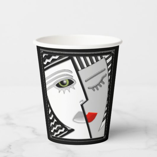 Gobelets En Papier Come Together - Noir, Blanc et Rouge (Recto)