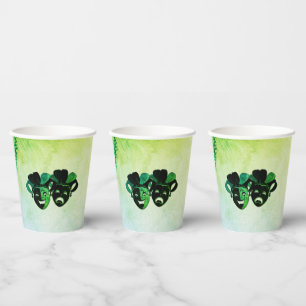 Gobelets En Papier Comédie et Tragédie Théâtre Design vert