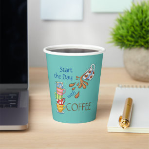 Gobelets En Papier Commencez La Journée Avec Une Tasse De Papier Café