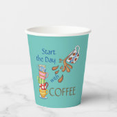 Gobelets En Papier Commencez La Journée Avec Une Tasse De Papier Café (Recto)