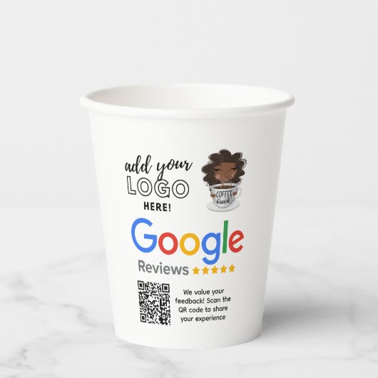 GOBELETS EN PAPIER COMMENTAIRES DE GOOGLE POUR BAR CAFE RESTAURANT CA (Recto)