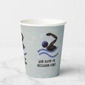 Gobelets En Papier Compétition de natation - design masculin de nage (Verso)