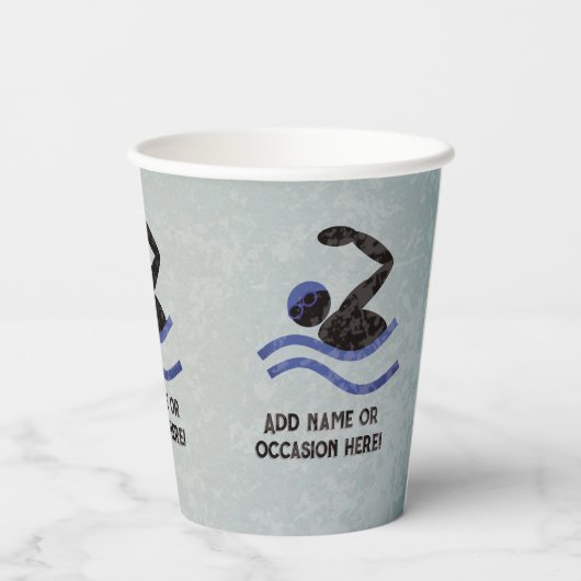 Gobelets En Papier Compétition de natation - design masculin de nage (Verso)