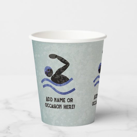 Gobelets En Papier Compétition de natation - design masculin de nage  (Recto)