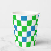 Gobelets En Papier Conception à carreaux bleu blanc vert (Verso)