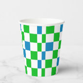 Gobelets En Papier Conception à carreaux bleu blanc vert (Droite)