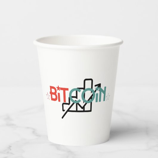 Gobelets En Papier "Conception Bitcoin Marché Haussier Rouge Vert Gra (Recto)