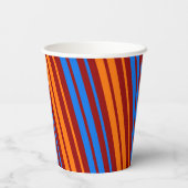 Gobelets En Papier Conception de bandes verticales orange rouge bleu (Verso)