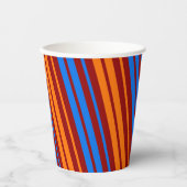 Gobelets En Papier Conception de bandes verticales orange rouge bleu (Recto)