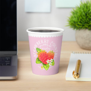 Gobelets En Papier Conception de bleu pastel de fraise.