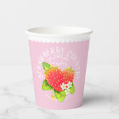 Gobelets En Papier Conception de bleu pastel de fraise. (Recto)
