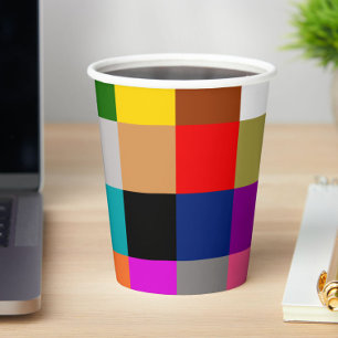 Gobelets En Papier Conception de blocs de couleur gras multicolores