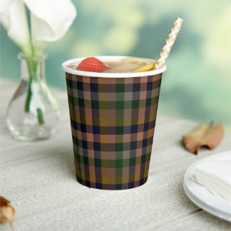 Gobelets En Papier Conception de carreaux Gingham de terre sombre