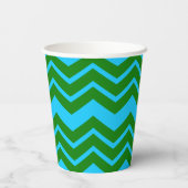 Gobelets En Papier Conception de chevron zigzag bleu vert (Verso)