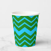 Gobelets En Papier Conception de chevron zigzag bleu vert (Recto)