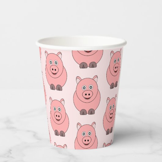 Gobelets En Papier Conception de cochon (Verso)