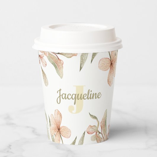 Gobelets En Papier Conception de fleurs pour bébé rose pastel avec mo (Gauche)