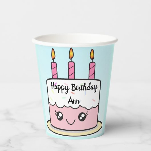Gobelets En Papier Conception de gâteau d'anniversaire  (Recto)