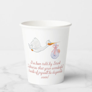 Gobelets En Papier Conception de la cigogne amusante pour Baby shower