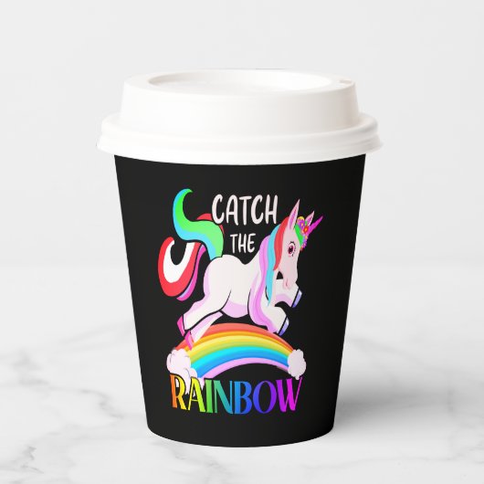 Gobelets En Papier Conception de licorne arc-en-ciel Catch (Recto)