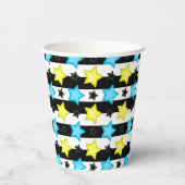 Gobelets En Papier Conception de motif rayé bleu jaune étoilé (Verso)