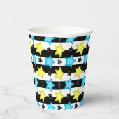 Gobelets En Papier Conception de motif rayé bleu jaune étoilé (Droite)